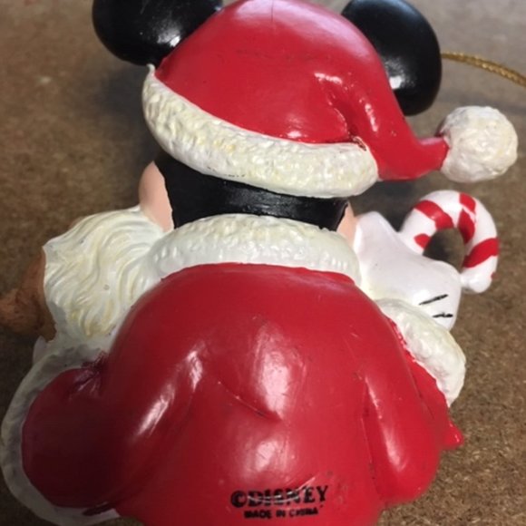 VTG Disney Santa Mickey Mouse In 3D w/Candy Cane & Bear Christmas Ornament 3.5" - Picture 7 of 7